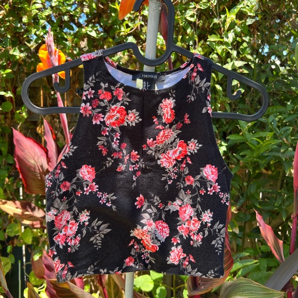 Forever 21 Floral Crop Top Size Small - Picture 4 of 8